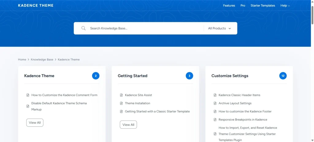 Kadence theme docs